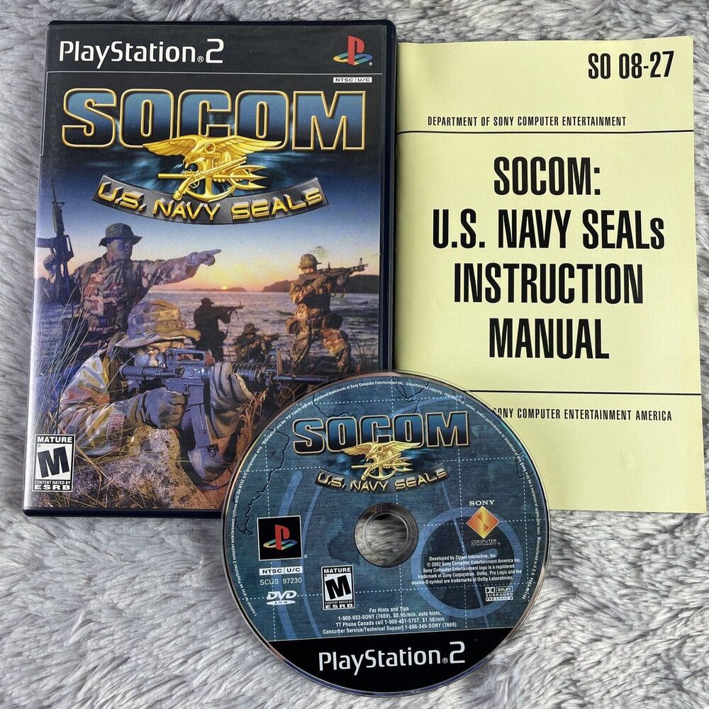 SOCOM U.S. Navy Seals (Sony PlayStation 2, 2002) PS2 Black Label Complete